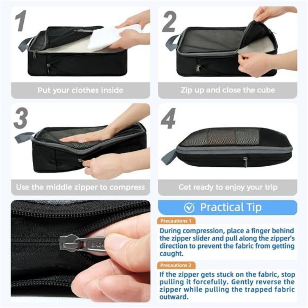 4 Set/6 Set/8 Set Compression Packing Cubes Travel Accessories - Picture 3 of 7